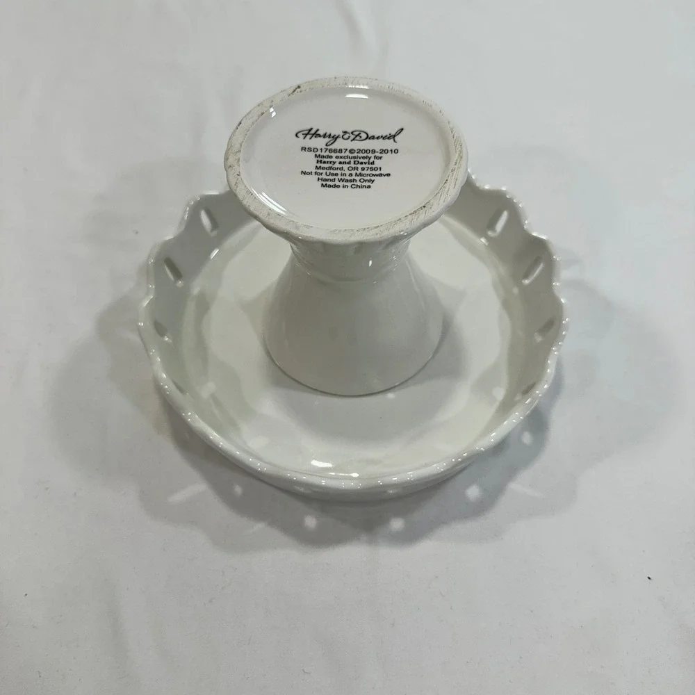 Harry & David Ceramic Mini Cake Stand White 6
